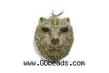 Pend159 28mm copper lion pendant pave zirconia gold plated