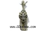 Pend163 15*55mm copper leopard pendant pave zirconia gold plated