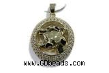 Pend164 26mm copper leopard pendant pave zirconia gold plated