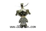 Pend174 20*23mm copper pendant pave zirconia gold plated