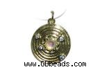 Pend180 20mm copper circle pendant pave zirconia gold plated