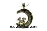 Pend182 20mm copper pendant pave zirconia gold plated