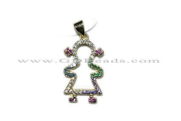 Pend184 14*20mm copper pendant pave zirconia gold plated