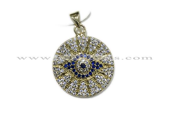 Pend185 20mm copper circle pendant pave zirconia gold plated