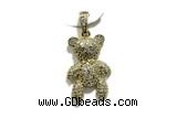 Pend188 18*26mm copper bear pendant pave zirconia gold plated