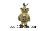 Pend190 20*28mm copper bear pendant pave zirconia gold plated