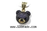 Pend203 16*18mm copper bear pendant pave zirconia gold plated