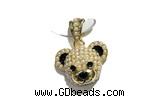 Pend207 14*20mm copper bear pendant pave zirconia gold plated