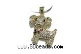 Pend210 20*22mm copper dog pendant pave zirconia gold plated