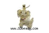 Pend211 20*22mm copper dog pendant pave zirconia gold plated