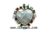 Pend218 33mm copper heart pendant pave shell zirconia gold plated