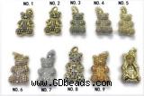 Pend231 16*26mm copper bear pendant pave zirconia gold plated