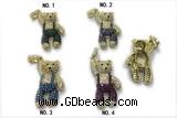 Pend232 18*32mm copper bear pendant pave zirconia gold plated