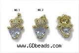 Pend242 16*21mm copper bear pendant pave zirconia gold plated