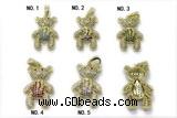 Pend251 18*25mm copper bear pendant pave zirconia gold plated