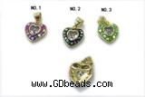 Pend263 11mm copper heart pendant pave abalone shell gold plated