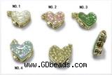 Pend280 15*17mm copper heart pendant pave abalone shell gold plated