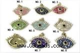 Pend285 18*27mm copper pendant pave abalone shell zirconia gold plated