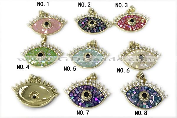 Pend285 18*27mm copper pendant pave abalone shell zirconia gold plated