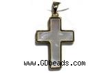 Pend39 18*25mm copper cross pendant pave shell zirconia gold plated