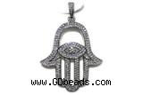 Pend52 35*40mm copper pendant pave zirconia silver plated