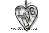 Pend57 35*40mm copper heart pendant silver plated