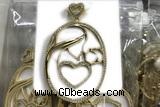 Pend64 35*45mm copper oval pendant pave zirconia gold plated