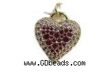 Pend66 17mm copper heart pendant pave zirconia gold plated