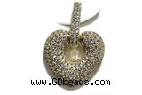 Pend69 20mm copper heart pendant pave zirconia gold plated