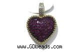 Pend71 19mm copper heart pendant pave zirconia gold plated