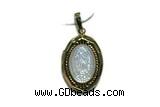 Pend96 16*22mm copper oval pendant pave shell zirconia gold plated