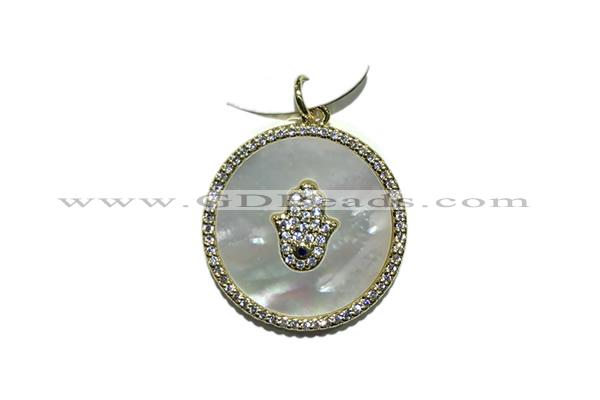 Pend97 23mm copper circle pendant pave zirconia gold plated