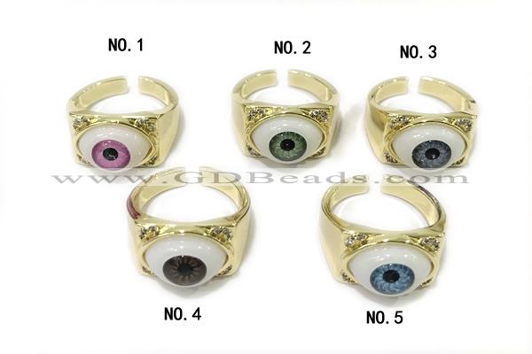 RING06 12*18mm copper evil eye rings gold plated