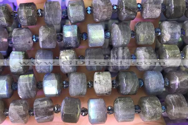 ROND155 14 inches 8*12mm faceted rondelle labradorite beads