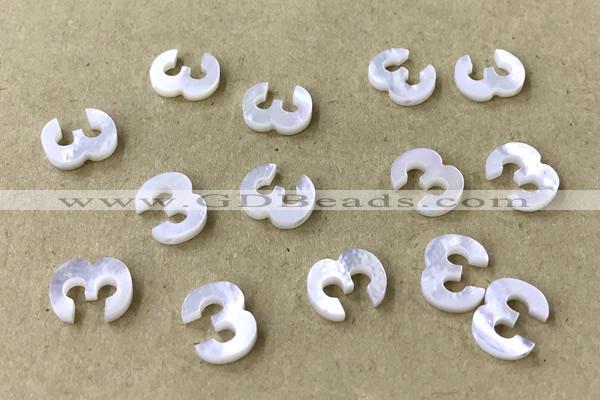 Shel04 8*10mm Natural White Shell Number Pendant