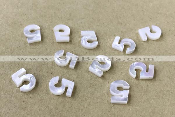 Shel06 8*10mm Natural White Shell Number Pendant