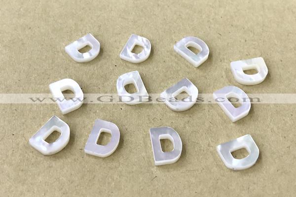 Shel18 8*10mm Natural White Shell Alphabet Letter Pendant