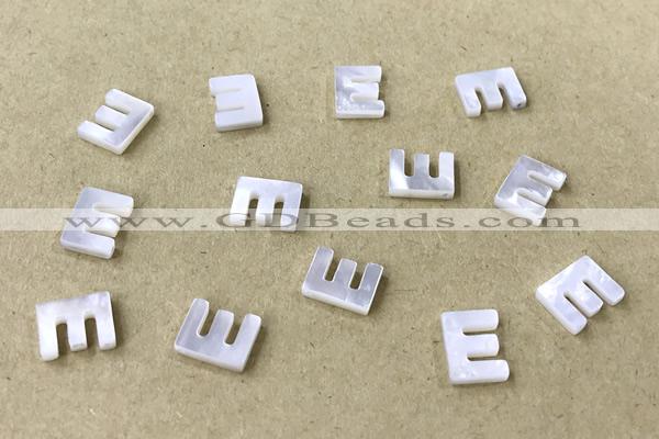 Shel19 8*10mm Natural White Shell Alphabet Letter Pendant