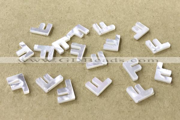 Shel20 8*10mm Natural White Shell Alphabet Letter Pendant