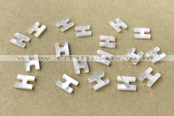 Shel22 8*10mm Natural White Shell Alphabet Letter Pendant