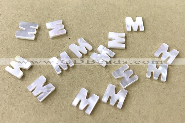 Shel27 10*10mm Natural White Shell Alphabet Letter Pendant