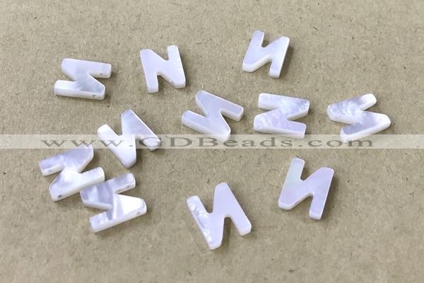 Shel28 8*10mm Natural White Shell Alphabet Letter Pendant