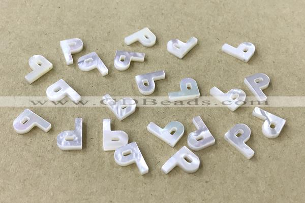 Shel30 7*10mm Natural White Shell Alphabet Letter Pendant