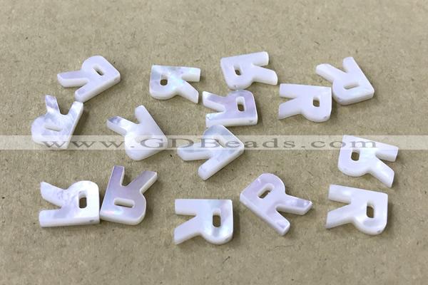 Shel32 8*10mm Natural White Shell Alphabet Letter Pendant