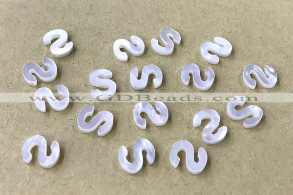 Shel33 8*10mm Natural White Shell Alphabet Letter Pendant