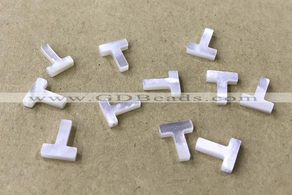 Shel34 8*10mm Natural White Shell Alphabet Letter Pendant