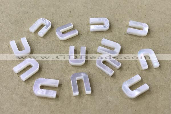 Shel35 8*10mm Natural White Shell Alphabet Letter Pendant