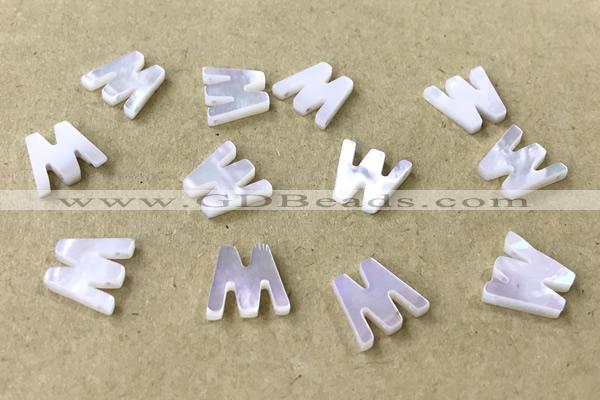 Shel37 10*10mm Natural White Shell Alphabet Letter Pendant