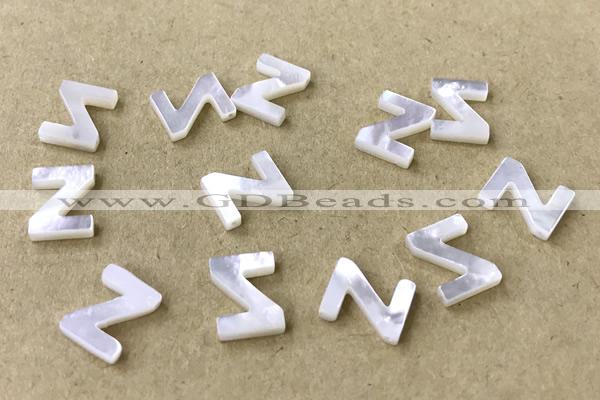 Shel40 8*10mm Natural White Shell Alphabet Letter Pendant