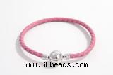 Silv01 18cm leather cord bracelet & 9mm 925 sterling silver